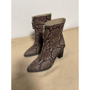 Toral Ankle Boots Womens Size 36 Snakeskin Zip Studded Block Heel Made in Spain